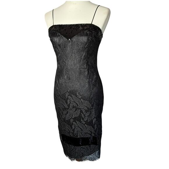 Vintage black sequin lace dress XS - Picture 3 of 16